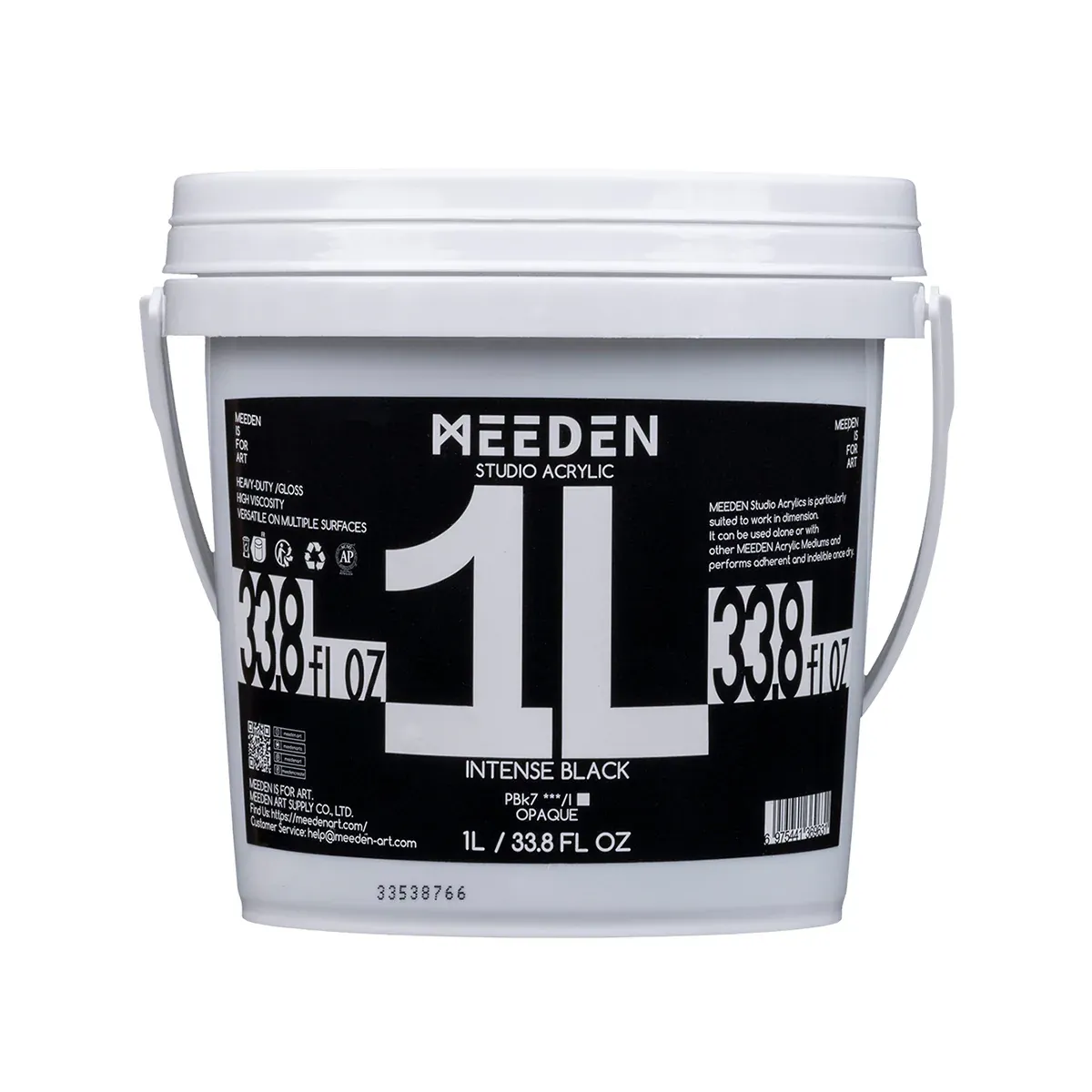 Pintura Acrílica profesional MEEDEN Studio, Negro Intenso, 1 Litro, Cuerpo Pesado.