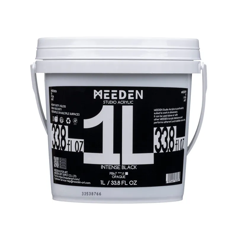 Pintura Acrílica profesional MEEDEN Studio, Negro Intenso, 1 Litro, Cuerpo Pesado.
