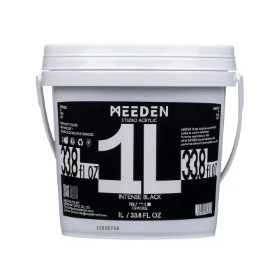Pintura Acrílica profesional MEEDEN Studio, Negro Intenso, 1 Litro, Cuerpo Pesado.