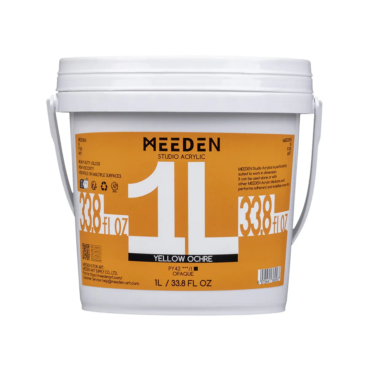 Pintura Acrílica profesional MEEDEN Studio, Amarillo Ocre, 1 Litro, Cuerpo Pesado.