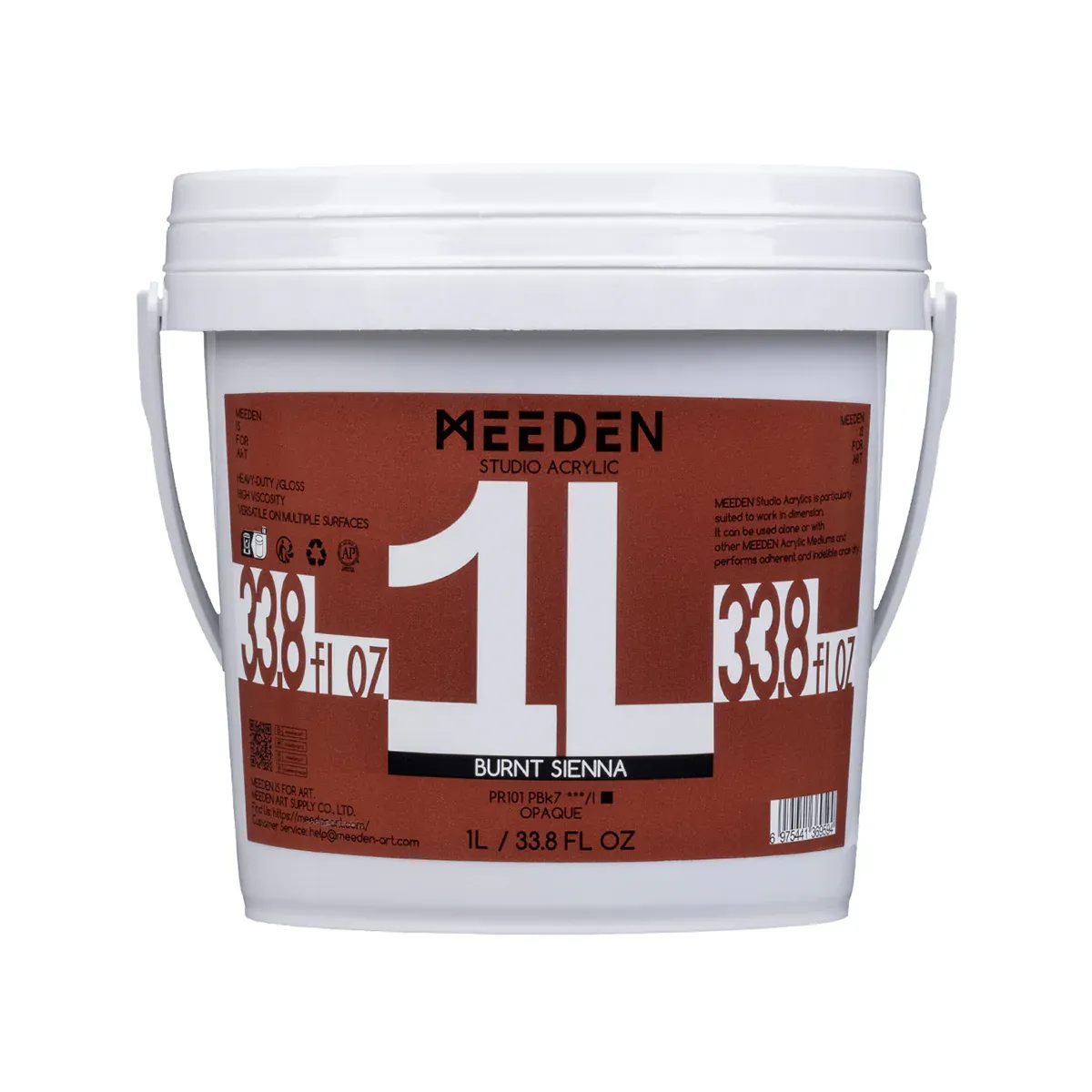 Pintura Acrílica profesional MEEDEN Studio, Color Siena Tostado, 1 Litro, Cuerpo Pesado.
