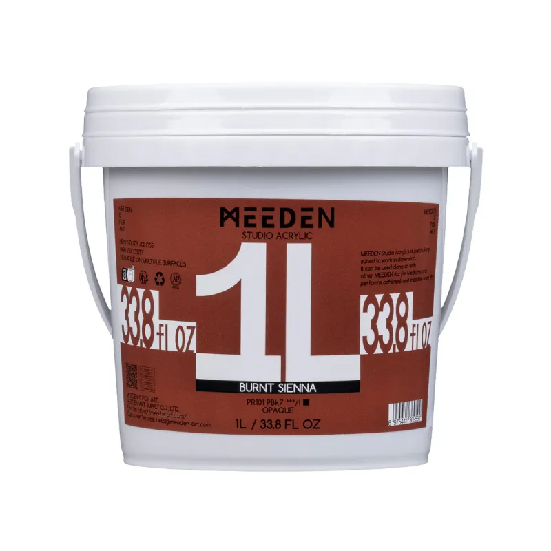 Pintura Acrílica profesional MEEDEN Studio, Color Siena Tostado, 1 Litro, Cuerpo Pesado.