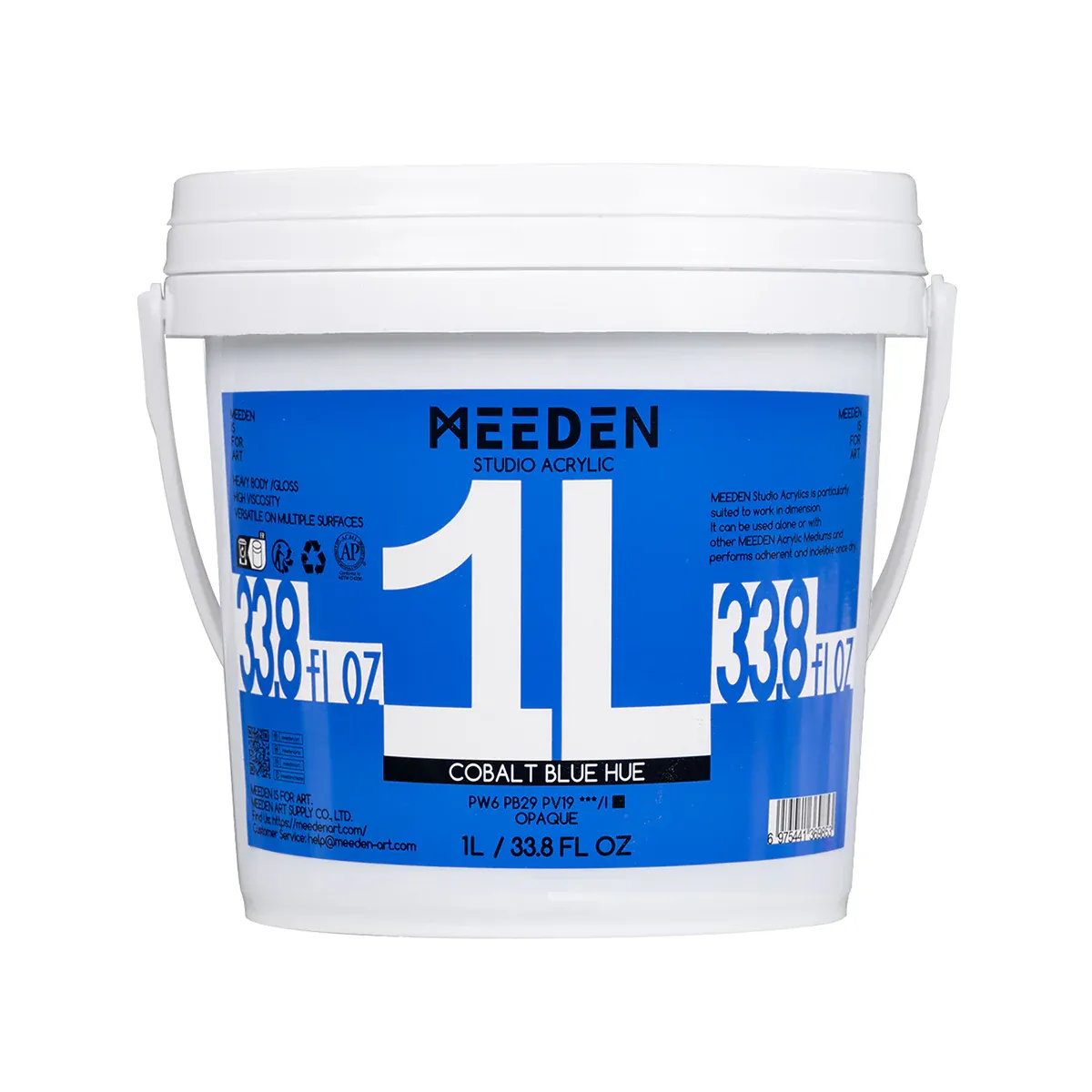 Pintura Acrílica Profesional MEEDEN Studio, Tono Azul Cobalto, 1 Litro, Cuerpo Pesado.