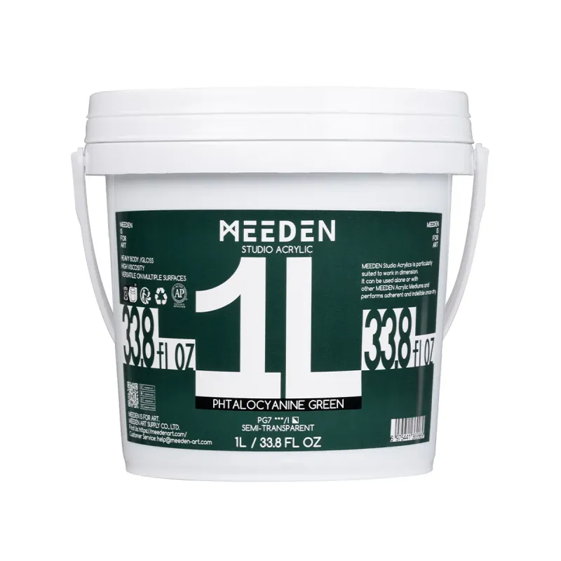 Pintura Acrílica Profesional MEEDEN Studio, Verde Ftalocianina, 1 Litro, Cuerpo Pesado.