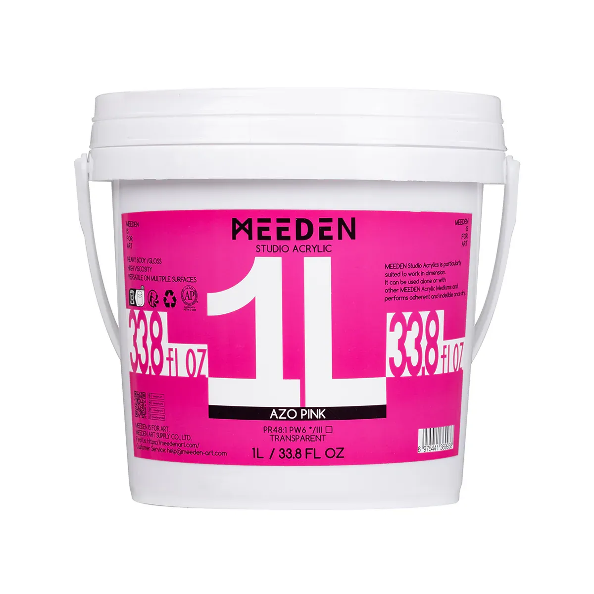Pintura Acrílica Profesional MEEDEN Studio, Rosa Azo, 1 Litro, Cuerpo Pesado.