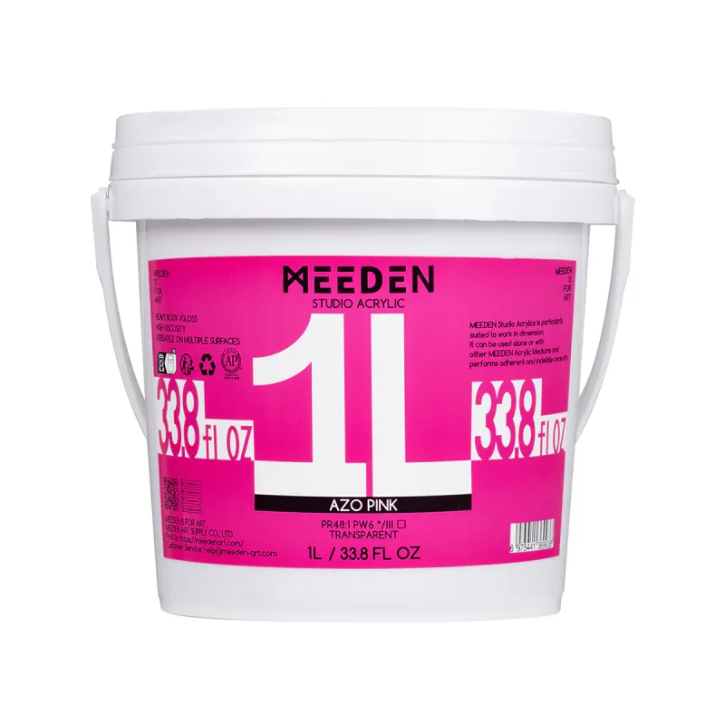 Pintura Acrílica Profesional MEEDEN Studio, Rosa Azo, 1 Litro, Cuerpo Pesado.