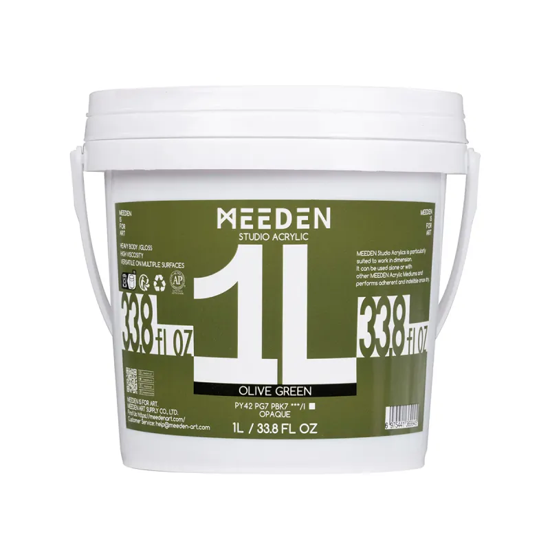 Pintura Acrílica Profesional MEEDEN Studio, Verde Oliva, 1 Litro, Cuerpo Pesado.