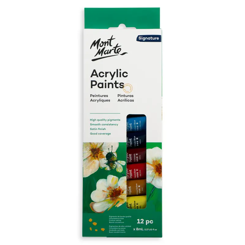 Set de Pinturas Acrílicas Montmarte, C/12 unidades de 8 ml