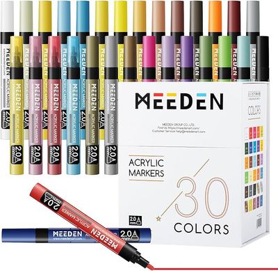 MEEDEN Juego de marcadores acrílicos para artistas: 30 colores a presión