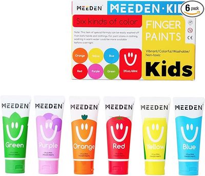 MEEDEN Pinturas Dedos para niños, lavable, 60ml, no tóxicas c/6 piezas