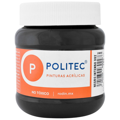 Pintura Acrílica POLITEC, Negro, 250ml. #302