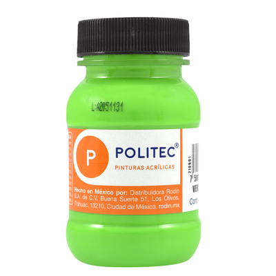 Pintura Acrílica POLITEC, Verde Neón Flúor, 100ml. #804