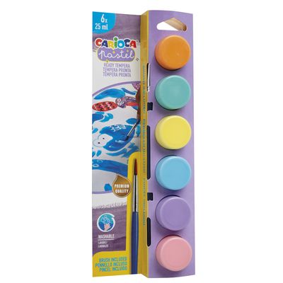 Témpera escolar CARIOCA en Frascos 25 ml Pastel  C/6 piezas