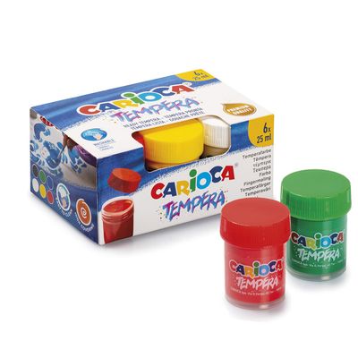 Témpera escolar CARIOCA en Frascos 25 ml, colores básicos c/6 piezas