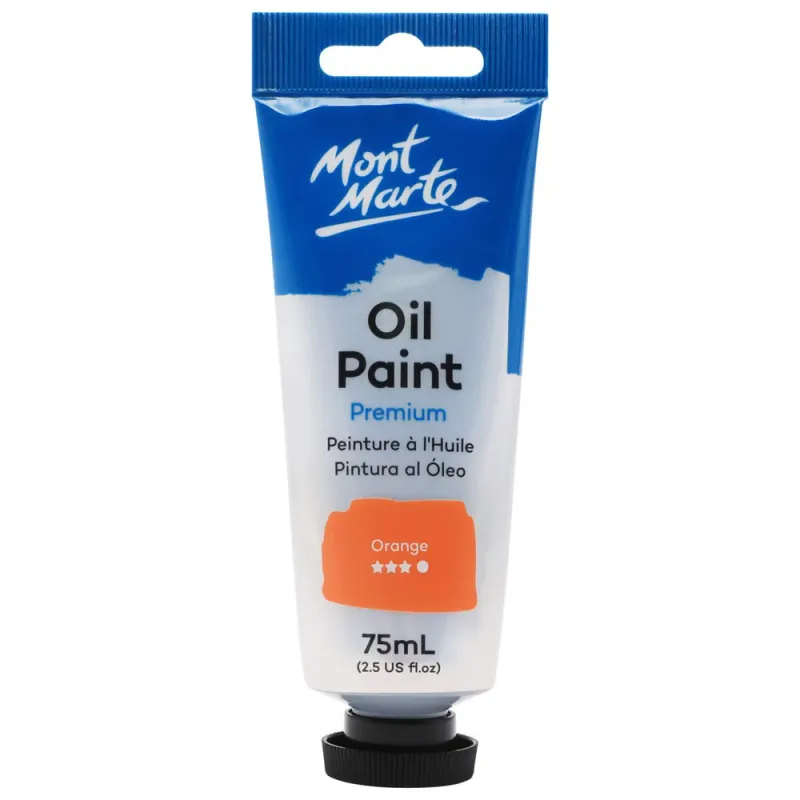 Tubo de pintura al óleo de primera calidad de 75 ml- Naranja. Mont Marte