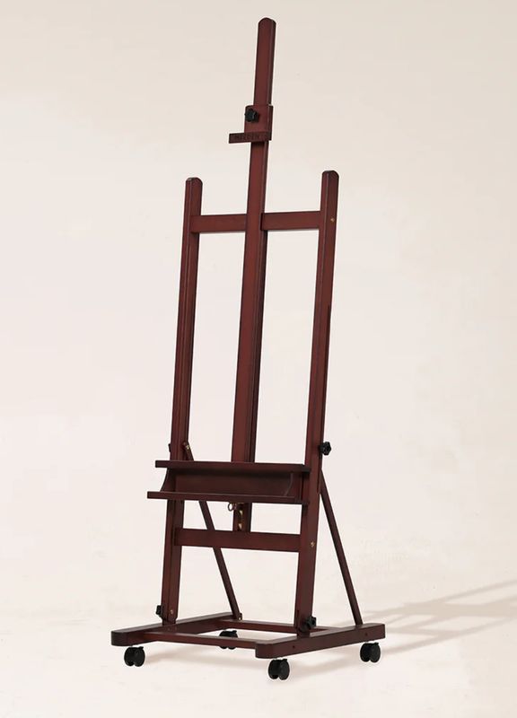 Caballete de artista MEEDEN con marco en H y bandeja de almacenamiento - Nogal oscuro