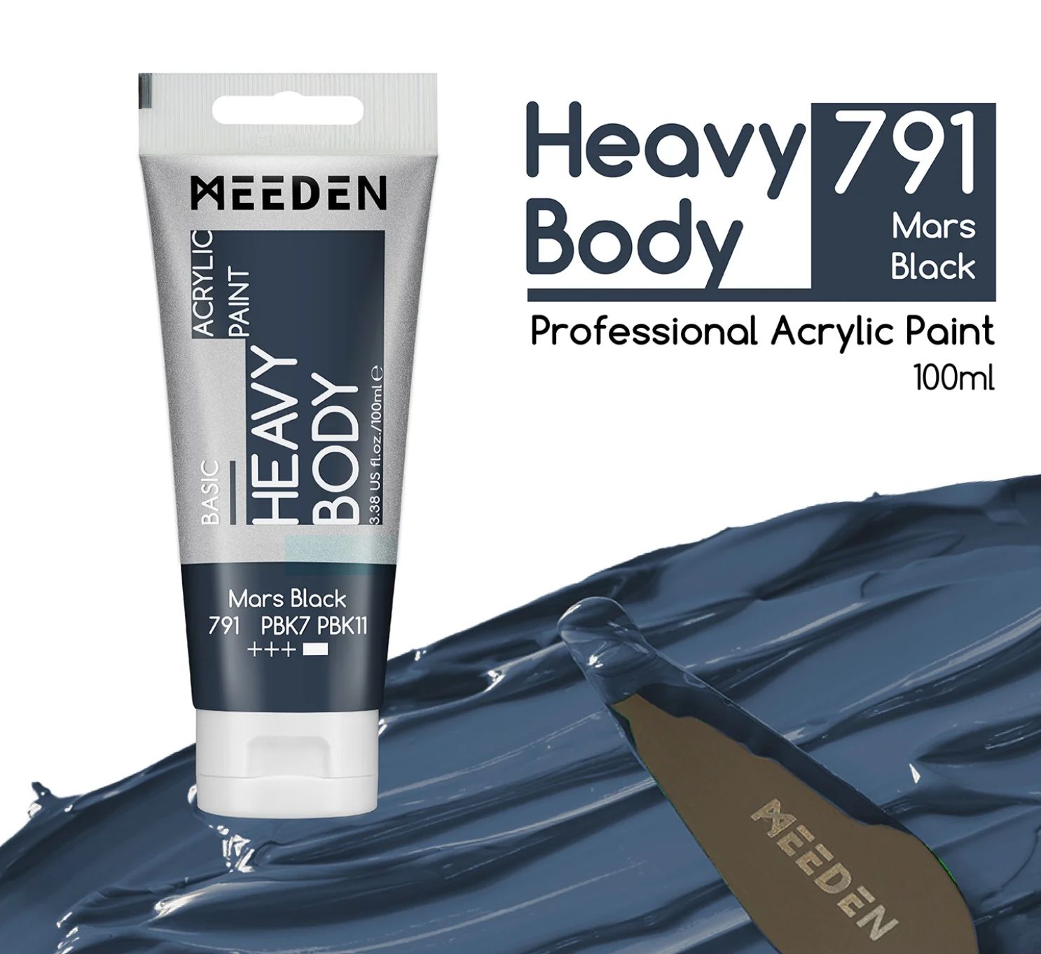 PINTURA NEGRA ACRILICA CUERPO PESADO PRIMERA CALIDAD EN TUBO DE 100 ml MEEDEN