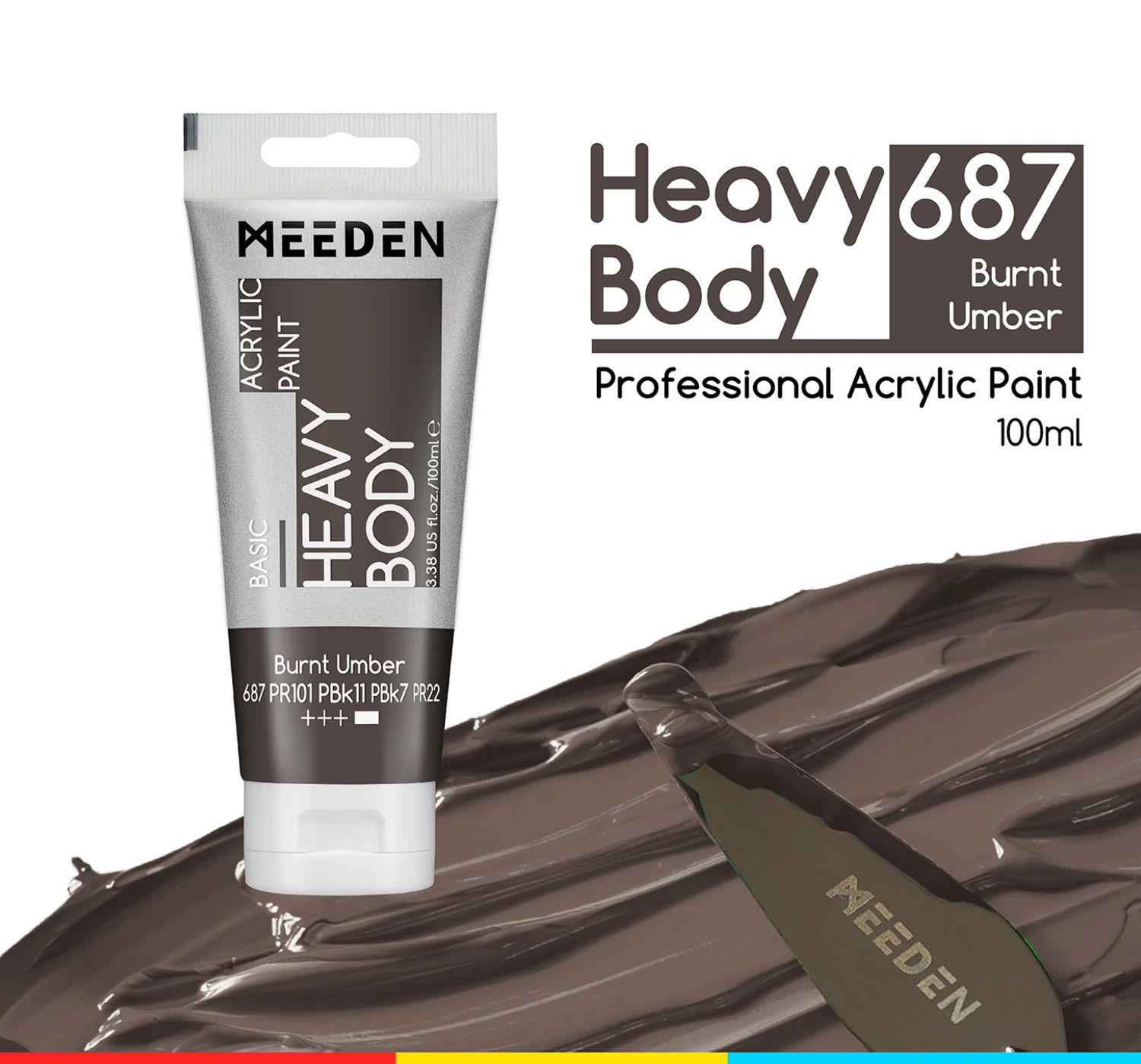PINTURA SOMBRA QUEMADA ACRILICA CUERPO PESADO PRIMERA CALIDAD EN TUBO DE 100 ml MEEDEN