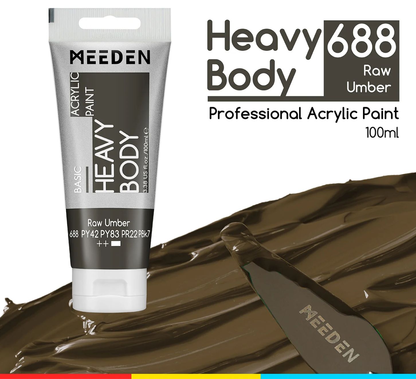 PINTURA SOMBRA CRUDA ACRILICA CUERPO PESADO PRIMERA CALIDAD EN TUBO DE 100 ml MEEDEN
