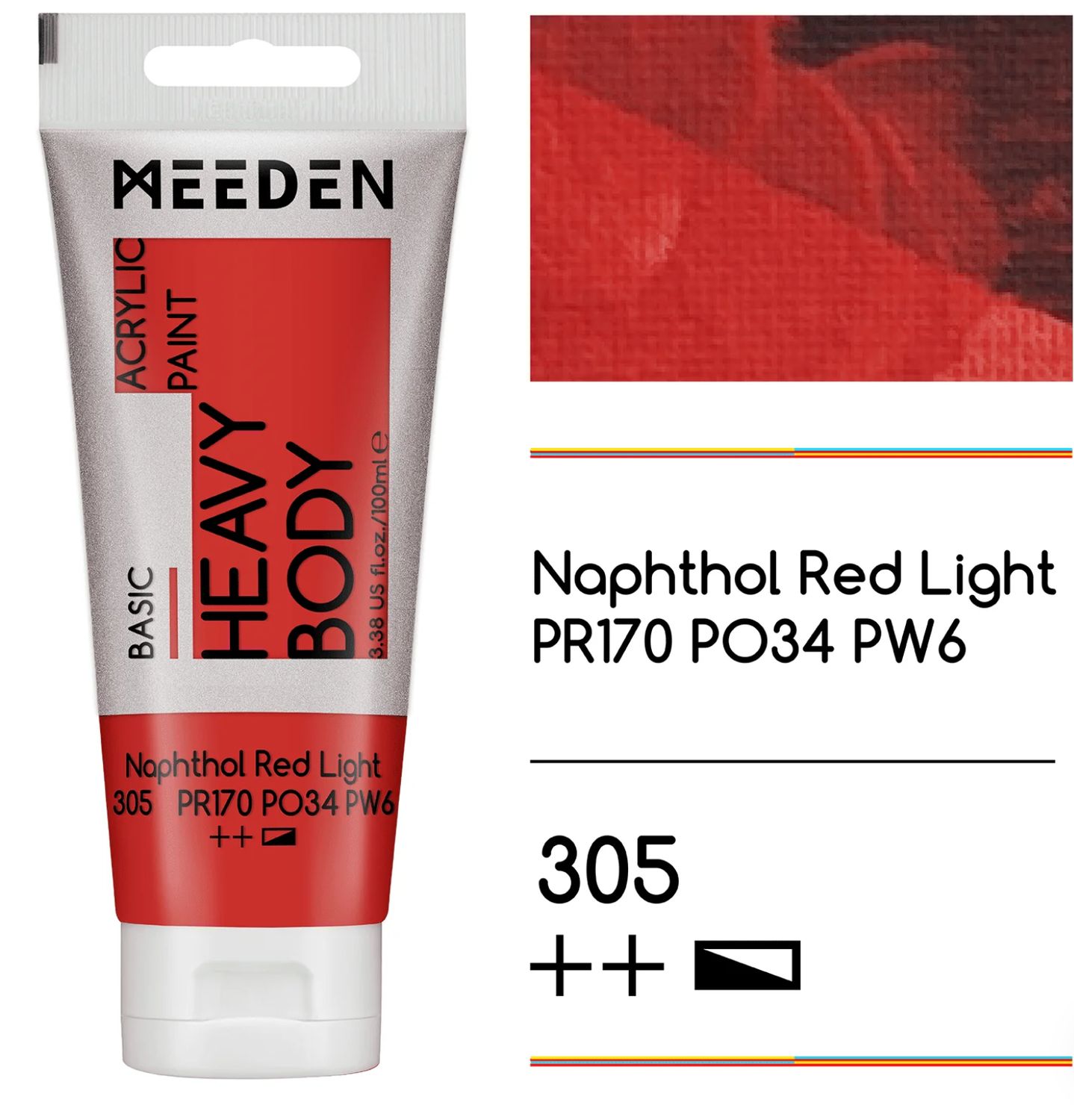PINTURA ROJO NAPTHALO ACRILICA CUERPO PESADO PRIMERA CALIDAD EN TUBO DE 100 ml MEEDEN