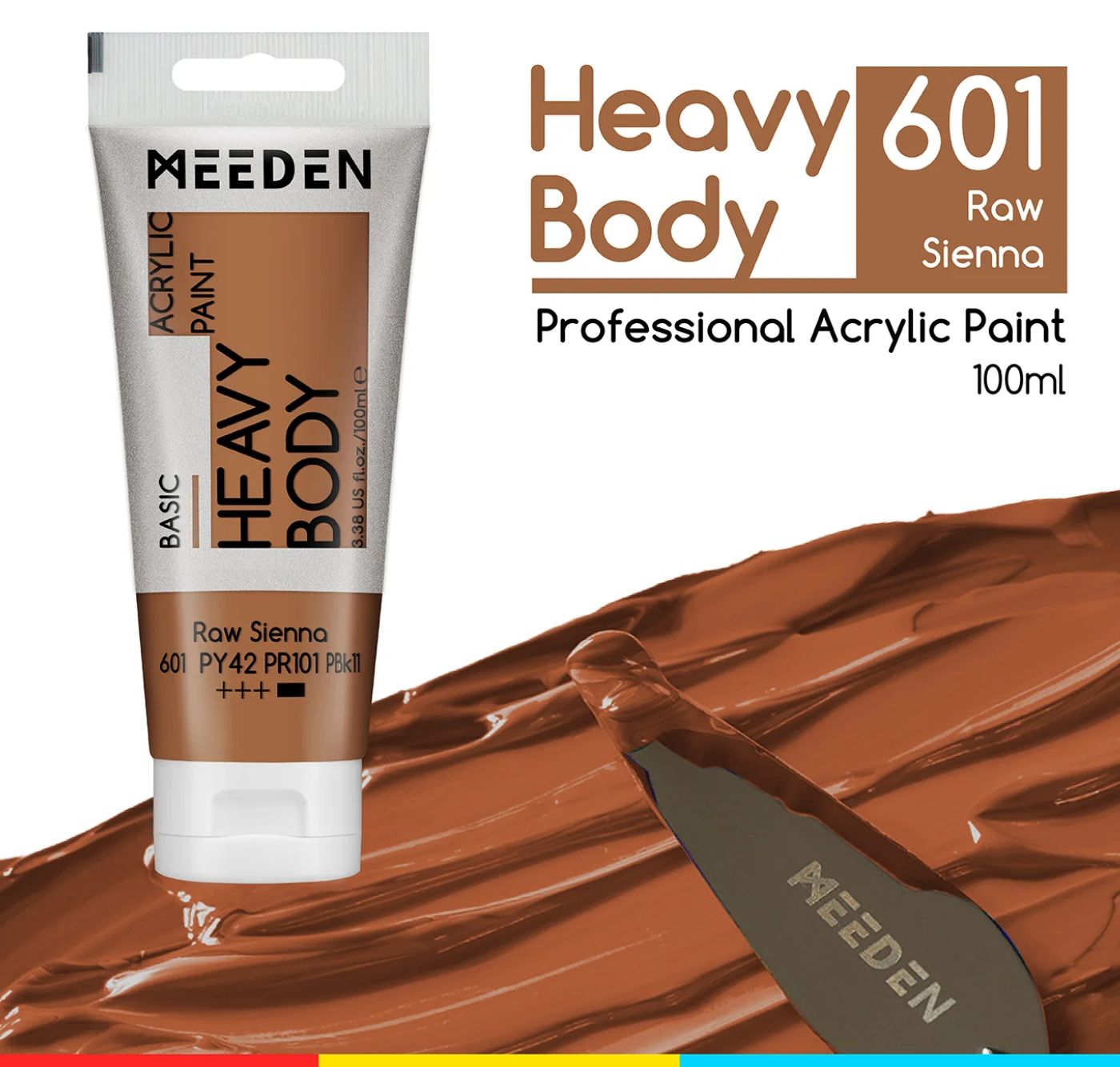 PINTURA SIENA CAFÉ ACRILICA CUERPO PESADO PRIMERA CALIDAD EN TUBO DE 100 ml MEEDEN
