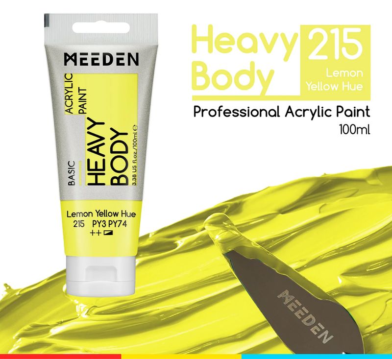 PINTURA AMARILLO LIMÓN ACRILICA CUERPO PESADO PRIMERA CALIDAD EN TUBO DE 100 ml MEEDEN PINTURA AMARILLO LIMÓN ACRILICA CUERPO PESADO PRIMERA CALIDAD EN TUBO DE 100 ml MEEDEN