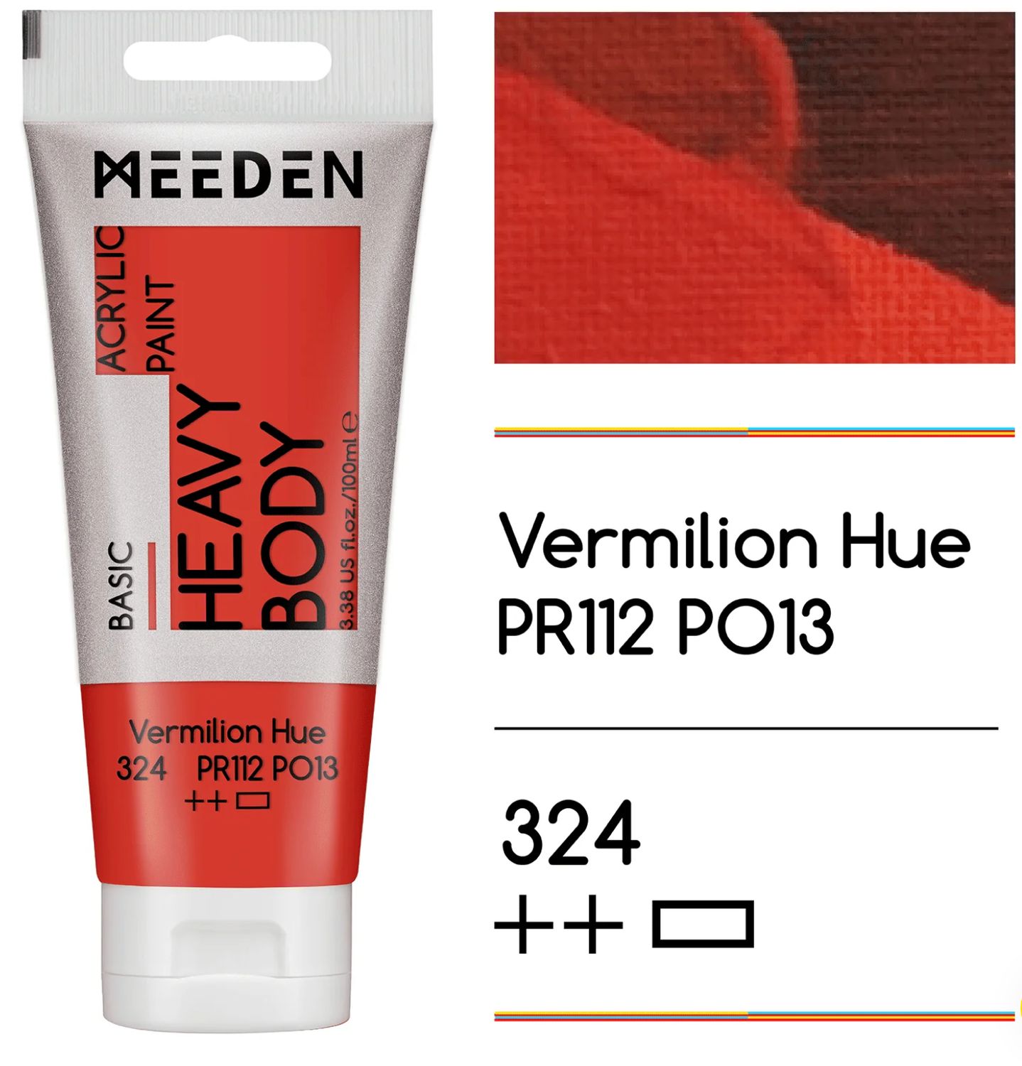 PINTURA BERMELLÓN ACRILICA CUERPO PESADO PRIMERA CALIDAD EN TUBO DE 100 ml MEEDEN