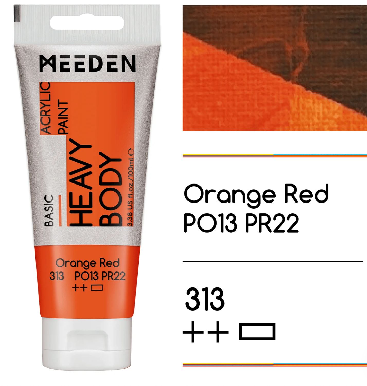 PINTURA NARANJA ROJO ACRILICA CUERPO PESADO PRIMERA CALIDAD EN TUBO DE 100 ml MEEDEN