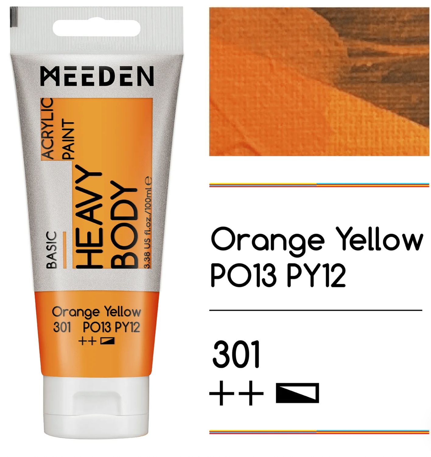 PINTURA NARANJA ACRILICA CUERPO PESADO PRIMERA CALIDAD EN TUBO DE 100 ml MEEDEN