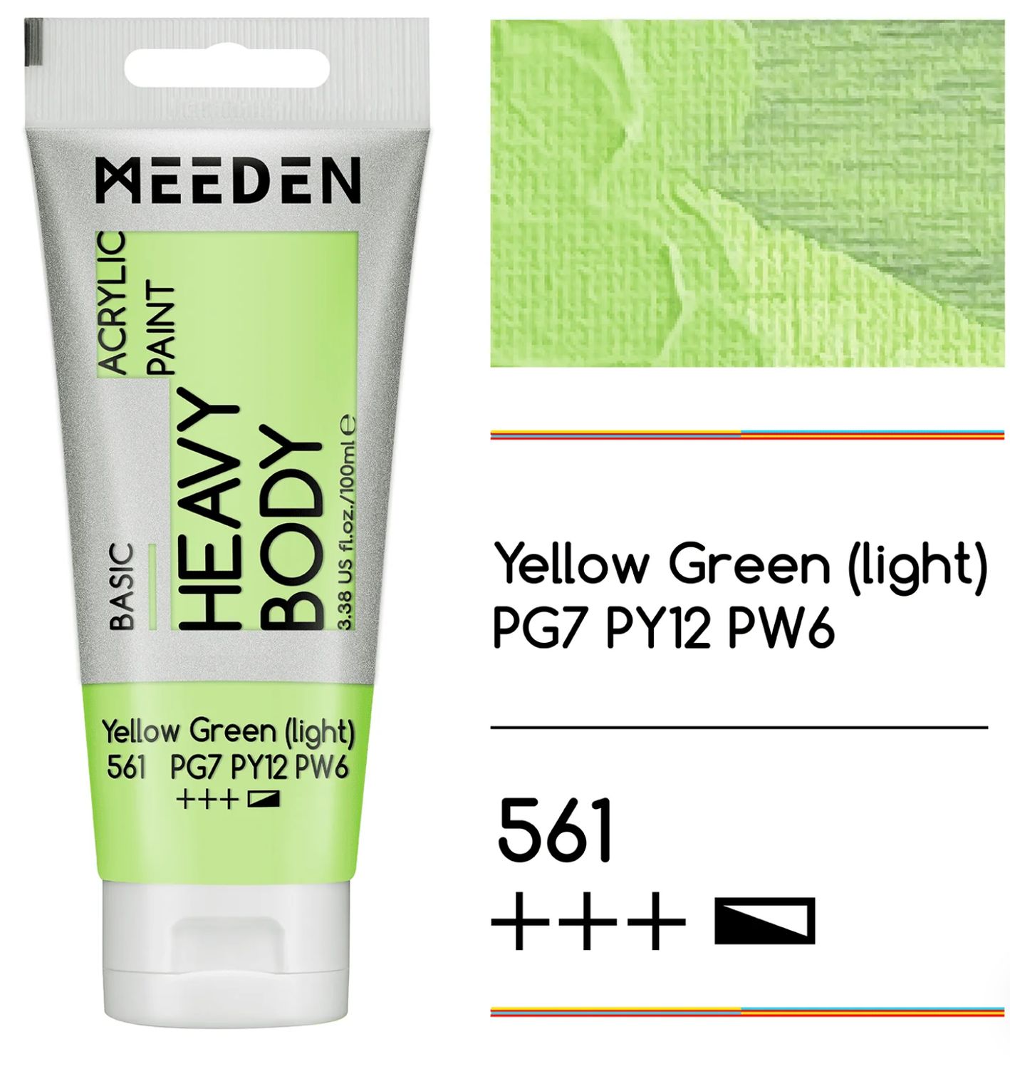 PINTURA AMARILLO VERDE ACRILICA CUERPO PESADO PRIMERA CALIDAD EN TUBO DE 100 ml MEEDEN