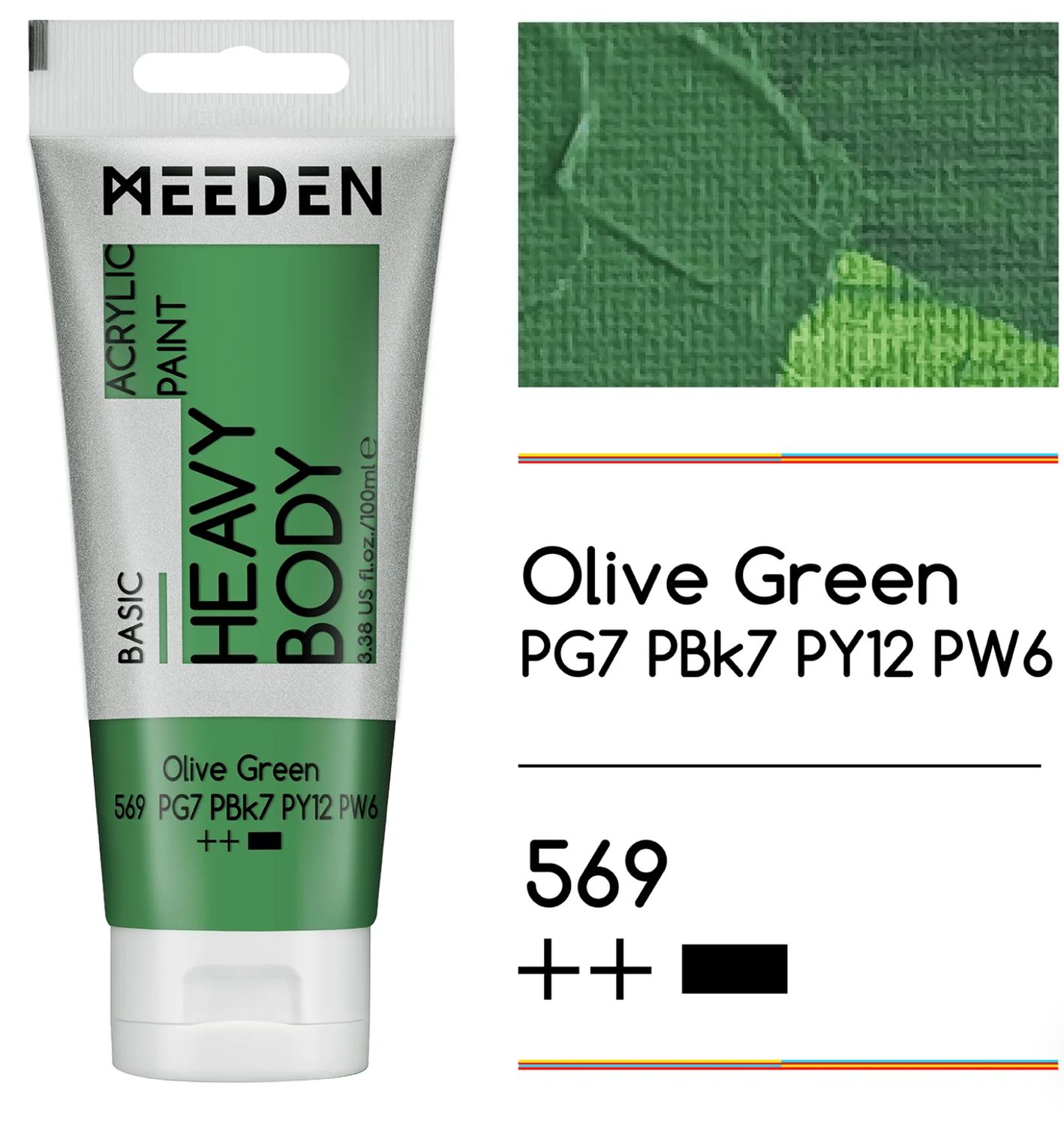 PINTURA VERDE OLIVA ACRILICA CUERPO PESADO PRIMERA CALIDAD EN TUBO DE 100 ml MEEDEN