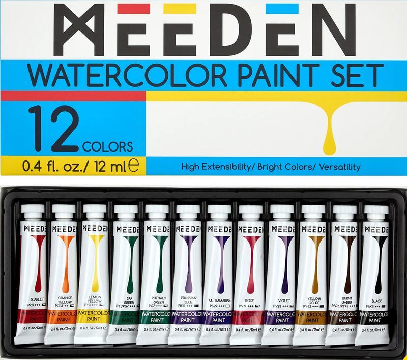 Set Acuarela Meeden Tubo c/12 Colores Set Acuarela Meeden Tubo c/12 Colores
