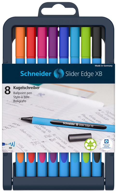 Lapicero Dibujo Schneider Estuche c/8 piezas Mina XB (Negro, Rojo, Azul, Verde claro, Naranja, Violeta, Fucsia, Azul claro)