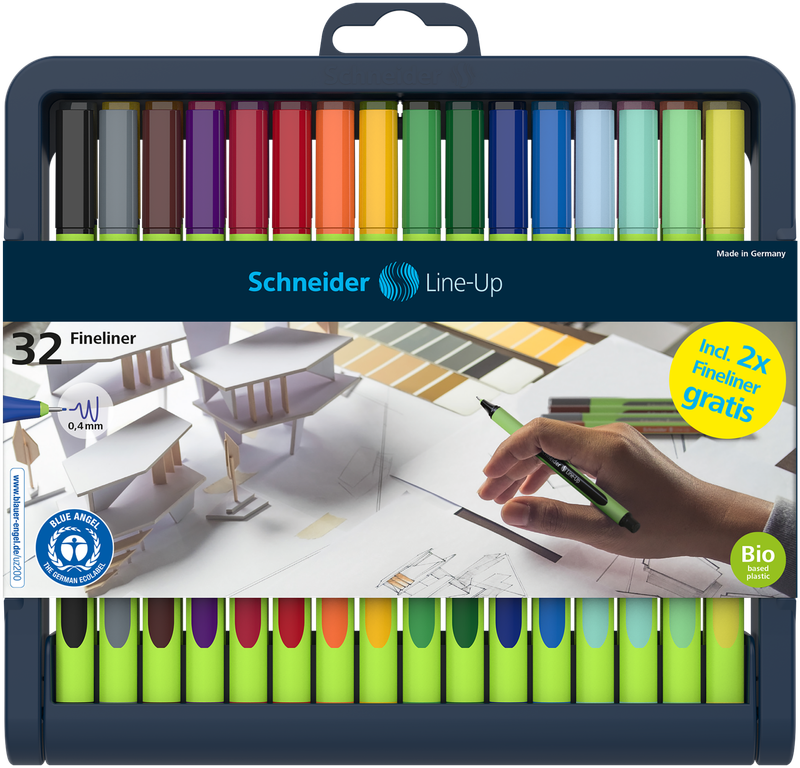 Marcador Fineliner 0.4mm, Schneider Estuche C/32 colores