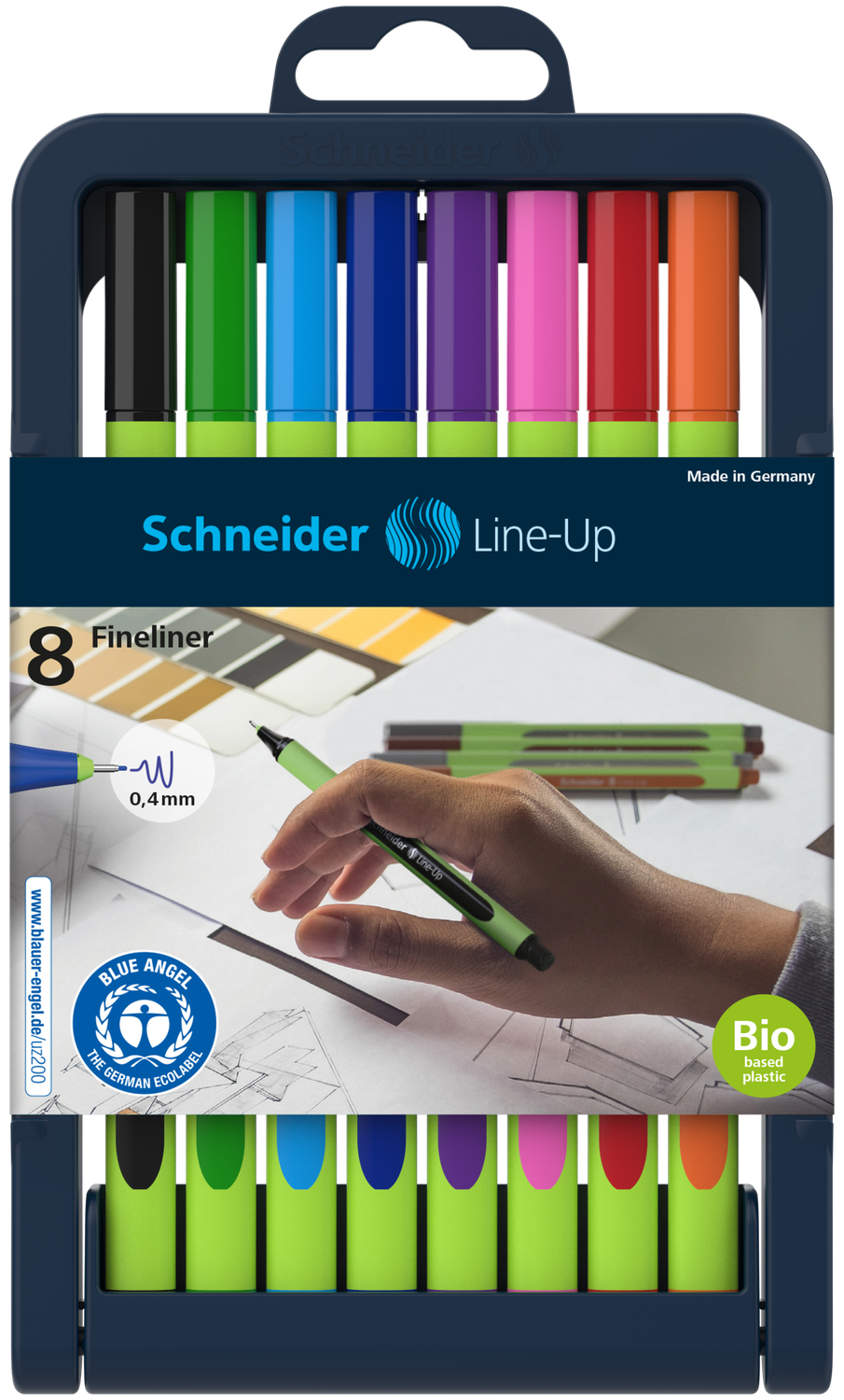 Marcador Fineliner 0.4mm, Schneider Estuche C/8