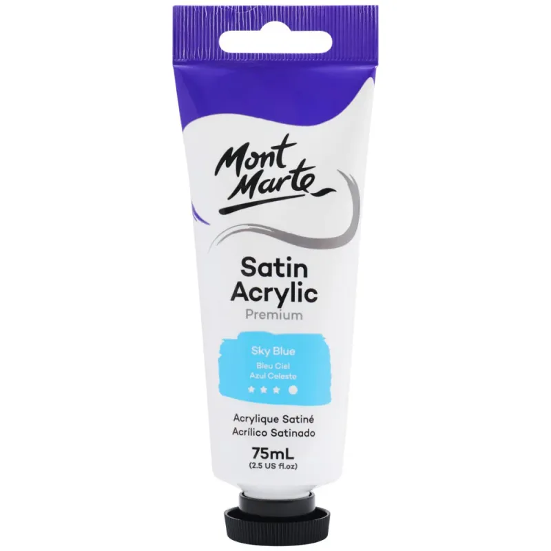 Pintura Scrílica Satinada Prémium en tubo de 75 ml- Azul cielo. Mont Marte