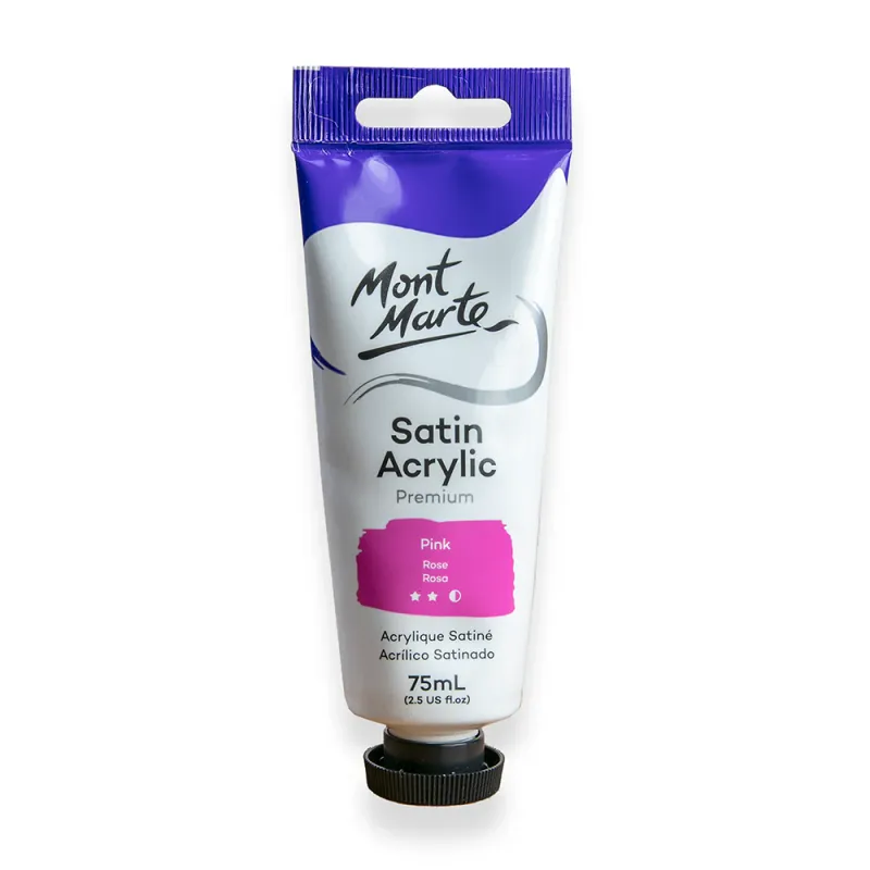 Pintura Acrílica Satinada Prémium, tubo de 75 ml Rosa. Mont Marte