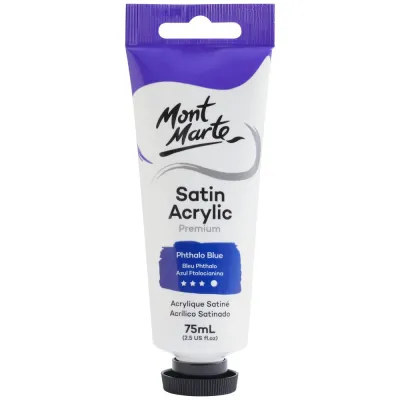 Pintura Acrílica Satinada Prémium en tubo de 75 ml, Azul ftalo. Mont Marte