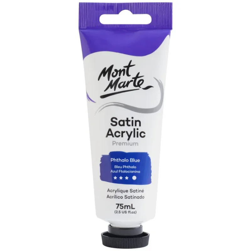 Pintura Acrílica Satinada Prémium en tubo de 75 ml, Azul ftalo. Mont Marte