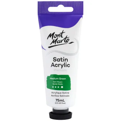 Pintura Acrílica Satinada Prémium, tubo de 75 ml. Verde Medio Mont Marte