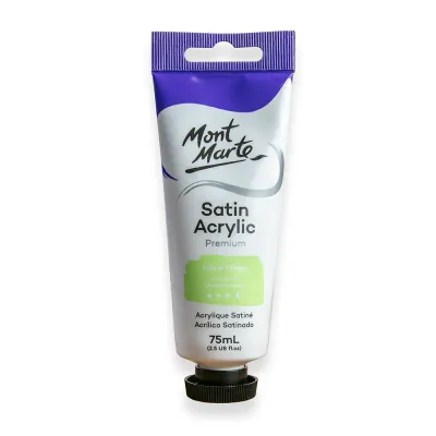 Pintura Acrílica Satinada Prémium, tubo de 75 ml. Verde Amarillento. Mont Marte