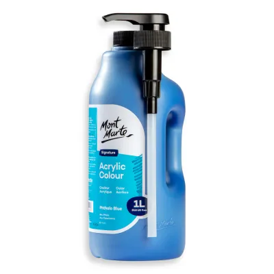 Botella de 1 Litro de Acrílico Color Azul ftalo. Mont Marte