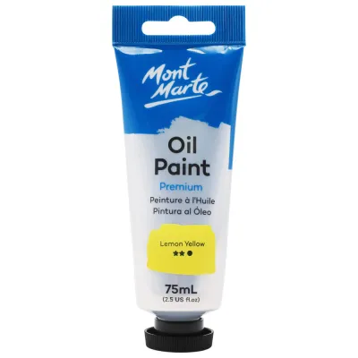 Tubo de pintura al óleo de primera calidad de 75 ml- Amarillo limón. Mont Marte