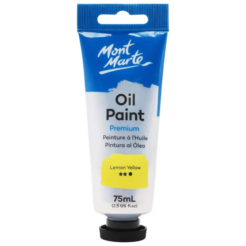 Tubo de pintura al óleo de primera calidad de 75 ml- Amarillo limón. Mont Marte