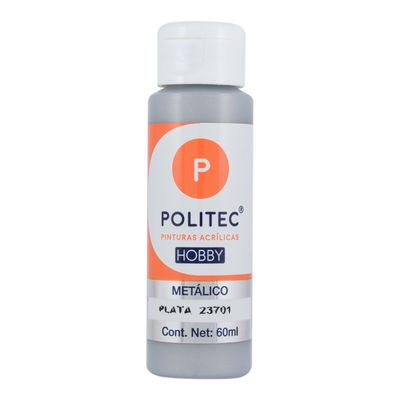 Acrílico POLITEC Hobby METALICO Plata 60 ml c/1 pieza