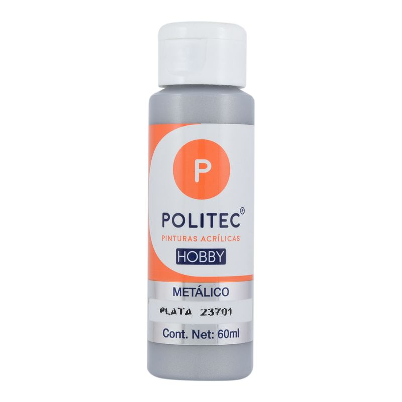Acrílico POLITEC Hobby METALICO Plata 60 ml c/1 pieza