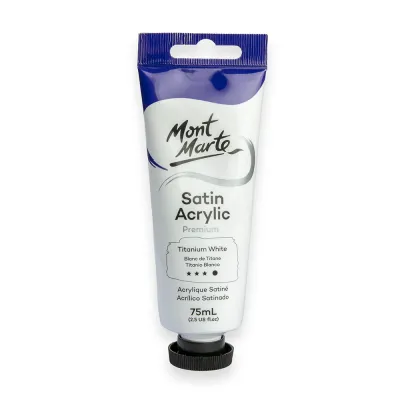 Pintura Acrílica satinada Prémium en tubo de 75 ml- Blanco titanio. Mont Marte