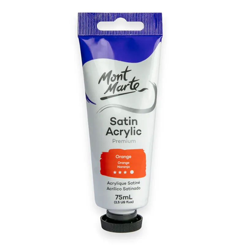 Pintura Acrílica Satinada Prémium en tubo de 75 ml- Naranja. Mont Marte