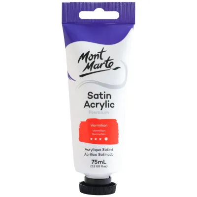 Pintura Acrílica Satinada Prémium en tubo de 75 ml- Bermellón. Mont Marte