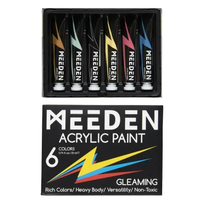 MEEDEN Juego de Pintura Acrílica Reluciente, 6 Tubos, 22 ml MEEDEN Juego de Pintura Acrílica Reluciente, 6 Tubos, 22 ml